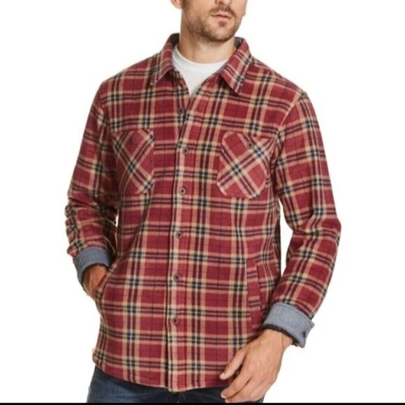 Weatherproof Vintage Sherpa Lined Button Down Shacket Pockets Size M - Picture 1 of 6